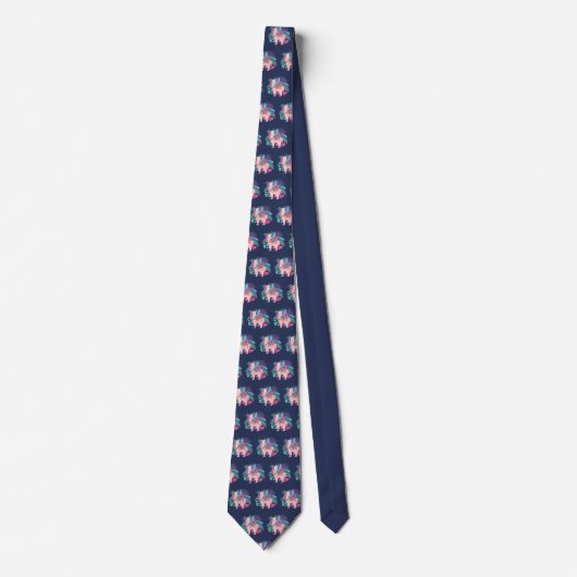 Cravate Alpaga rose, llama feuilles tropicaux et fleurs de (Devant)