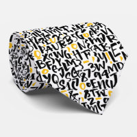 Cravate Alphabet Noir & Jaune Inspiré Graffiti