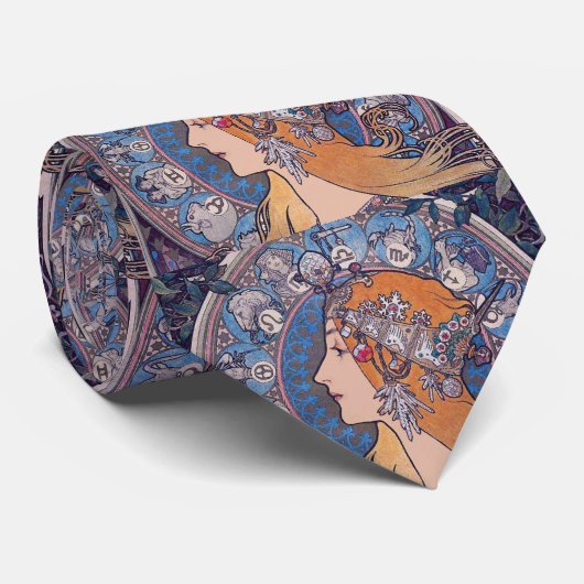 Cravate Alphonse Mucha, "Zodiac" (Roulé)