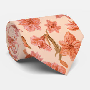 Cravate Amaryllis Floral Bride Père Mariage Tropical