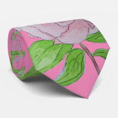 Cravate amas de jolies fleurs roses et feuilles florales (Roulé)