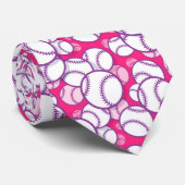 Cravate Amateurs de baseball cool rose blanc (Roulé)