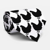 Cravate Amateurs de poulet Poulet Silhouette Noir et Blanc (Roulé)