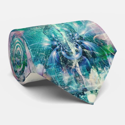 Cravate Âme ou aura et code binaire (Roulé)