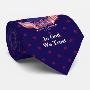 Cravate America 250e-Esprit de liberté-Bleu-Étoiles rouges