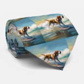 Cravate American Engligh Foxhound Beach Surfing Paining (Roulé)