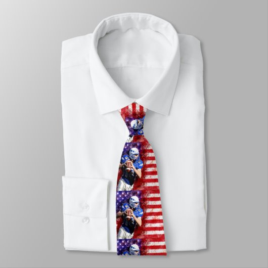 Cravate American Flag Football Patriotic Neck Tie (Attaché)