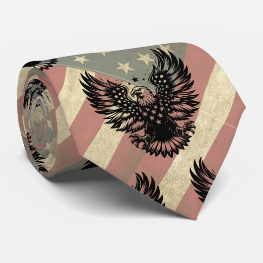 Cravate American Flag Grunge Bald Eagle Patriotique (Roulé)