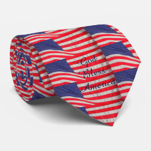 Cravate American Flags God Bless America Imprimer 2 côtés