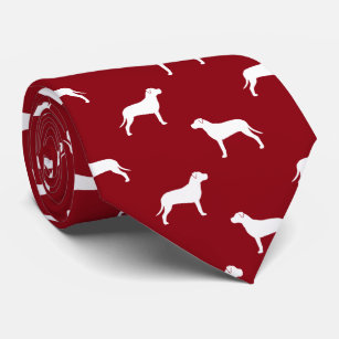 Cravate American Pit Bull Terrier Silhouettes Motif Rouge