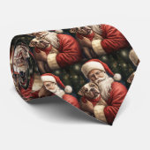 Cravate American Staffordshire avec Noël au Père Noël (Roulé)