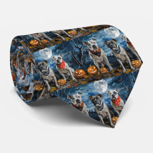 Cravate American Staffordshire Halloween Éffrayant