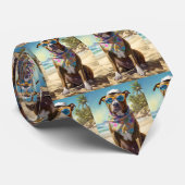 Cravate American Staffordshire sur la plage, cadeau d'été (Roulé)