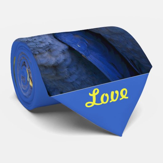 Cravate Amour bleu de perroquets (Roulé)