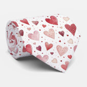 Cravate Amour en aquarelle - Motif du coeur lunaire (Roulé)