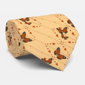 Cravate Amour et papillons en orange (Roulé)