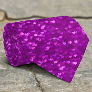 Cravate Amoureux de coeur violet brillant pour la Saint-Va