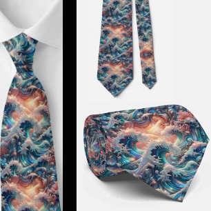 Cravate Amoureux de la plage Motif de corail océanique h