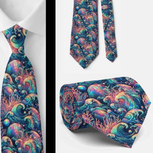 Cravate Amoureux de la plage Motif de corail océanique h