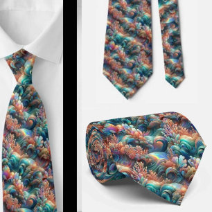 Cravate Amoureux de la plage Motif de corail océanique h