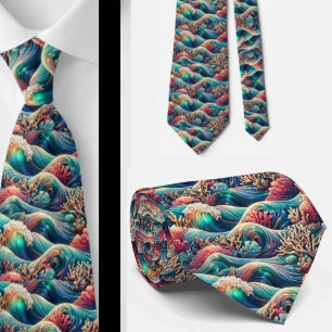 Cravate Amoureux de la plage Motif de corail océanique h