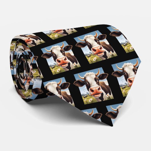 Cravate Amoureux de vaches à carrelage cool  (Roulé)