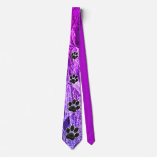 Cravate Amoureux des chiens violet Abstrait Noir Empreinte