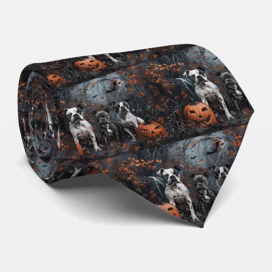 Cravate Amstaff Halloween Nuit Canine (Roulé)