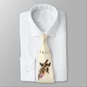Cravate amusant avec Giraffe Joueuse - Smile Text (Attaché)