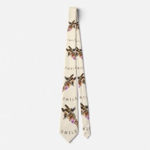 Cravate amusant avec Giraffe Joueuse - Smile Text
