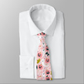 Cravate Amusant rose Citrouille mignon blanc félin chauve  (Attaché)