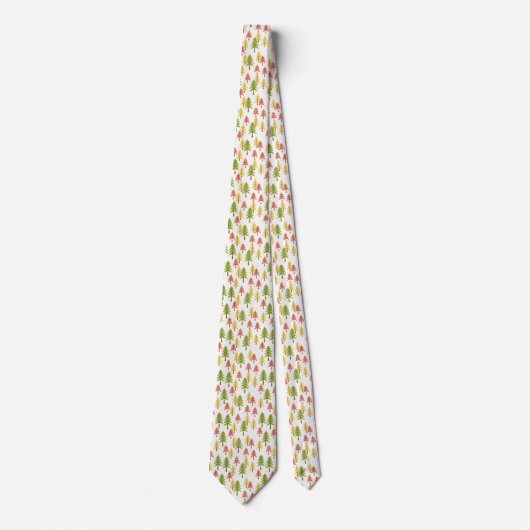 Cravate Amusant Rouge Vert Jaune Abstrait Pine Trees Motif (Devant)