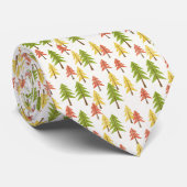 Cravate Amusant Rouge Vert Jaune Abstrait Pine Trees Motif (Roulé)
