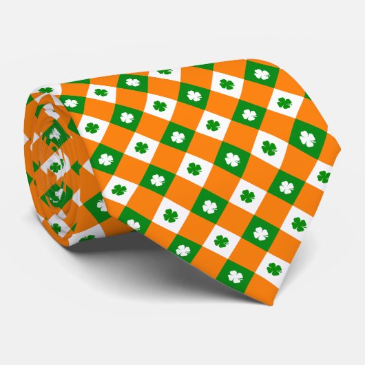 Cravate Amusant St Patrick's Irish Green Orange Clover Pla (Roulé)