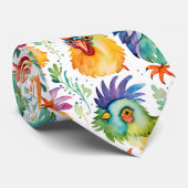 Cravate Amusant Whimsical Aquarelle Style Poulets (Roulé)