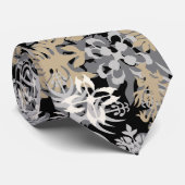 Cravate Anahola Bay Hawaiian Abstrait Floral Black (Roulé)