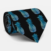 Cravate ananas bleu sur n'importe quel arrière - plan coul (Roulé)