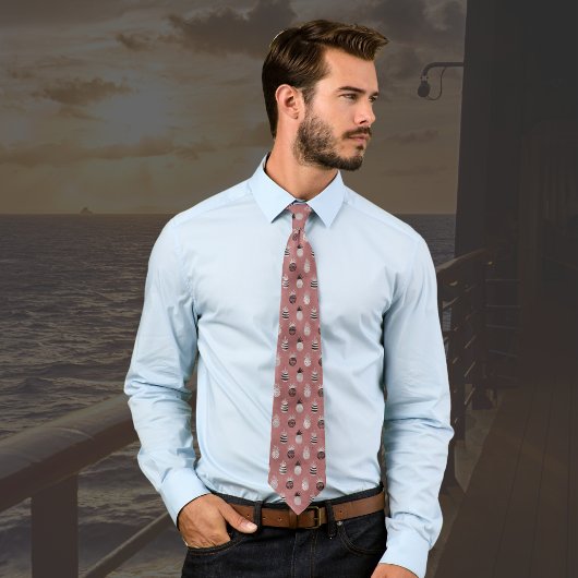 Cravate Ananas noir rose