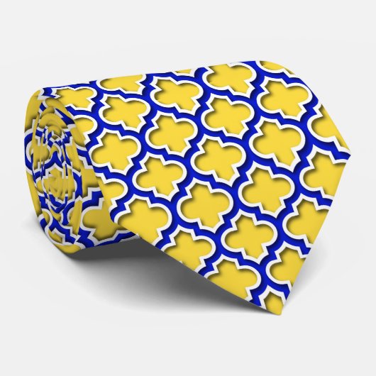 Cravate Ananas Royal Blue What Marocain Quatrefoil #5DS (Roulé)