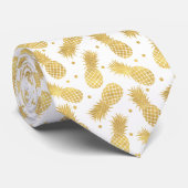 Cravate Ananas tropicaux de confettis d'or (Roulé)
