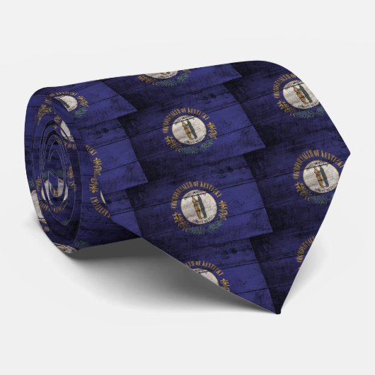 Cravate Ancien drapeau du Kentucky en bois ; (Roulé)
