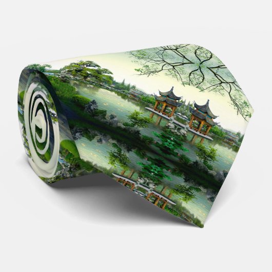 Cravate Ancien Japonais Samurai Satin Motif (Roulé)
