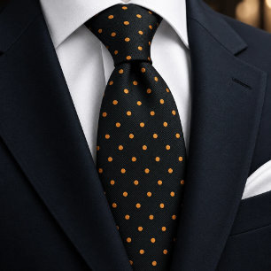 Cravate Ancien motif à pois orange foncé en sergé