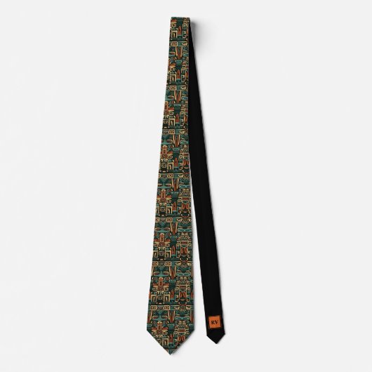 Cravate Ancien Motif tribal Monogrammé (Devant)