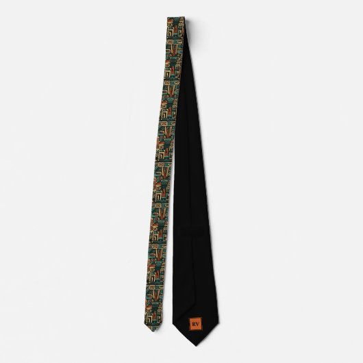Cravate Ancien Motif tribal Monogrammé (Dos)