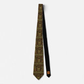 Cravate Ancien Motif tribal noir orange (Devant)