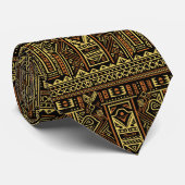 Cravate Ancien Motif tribal noir orange (Roulé)