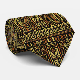 Cravate Ancien Motif tribal noir orange