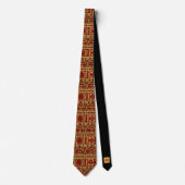 Cravate Ancien Motif tribal Rouge Jaune (Devant)