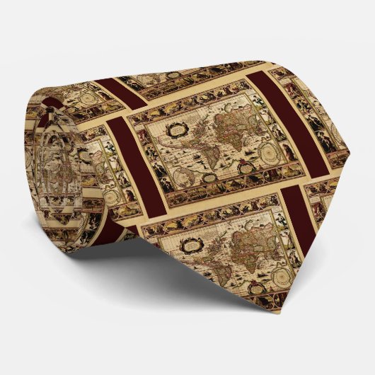 CRAVATE ANCIENNE CARTE MONDIALE (Roulé)